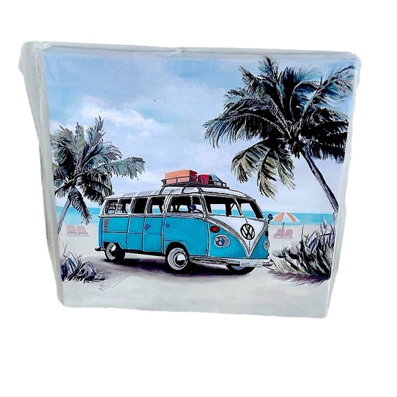Volkswagen Bus Surfs Up Van Canvas Wall Art 8 x 8 Ready to Hang NEW Small Space - Picture 5 of 7